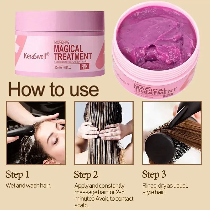 Magical Keratin Hair Mask for Repairing Damaged Frizzy Hair, Nourishing Soft, Shiny & Smooth Hair Care