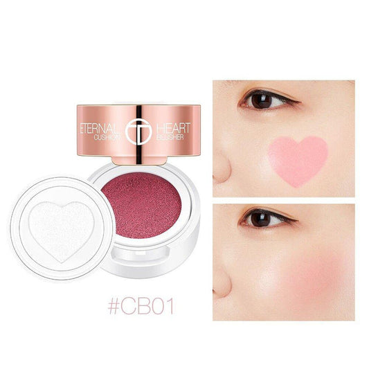 O.TWO.O Air Cushion Blusher Folding Heart Shape Shimmer Blush Rouge 4 Colors Easy To Wear Natural Face Contour Make Up