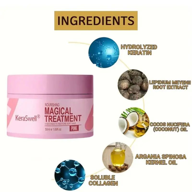 Magical Keratin Hair Mask for Repairing Damaged Frizzy Hair, Nourishing Soft, Shiny & Smooth Hair Care