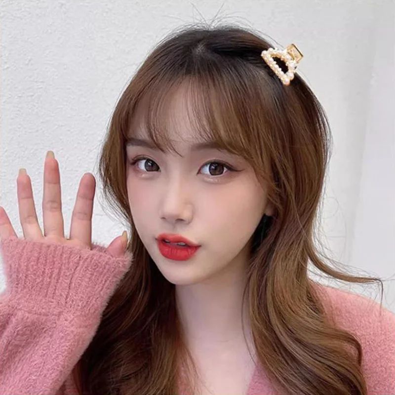 Small Rhinestone Pearls Geometric Metal Hair Claws for Women, Mini Hair Clips, Hairpins, Sweet Hair Accessories Set